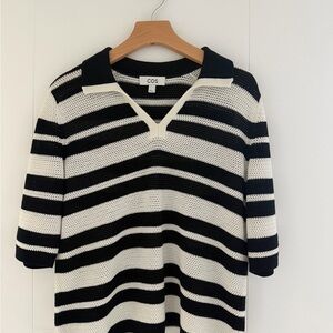 COS black and Cream Striped Knit Top